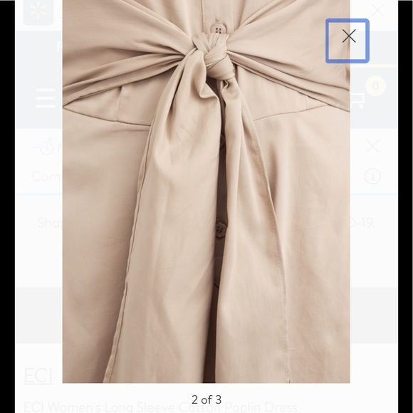 ECI Long Sleeve Cotton Poplin Dress,khaki,NWT - Picture 2 of 4